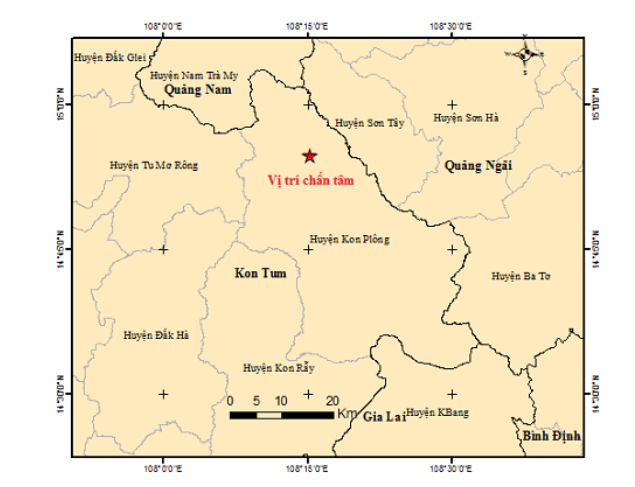 Kon Tum: Tiếp tục xảy ra 7 trận động đất tại Kon Plông